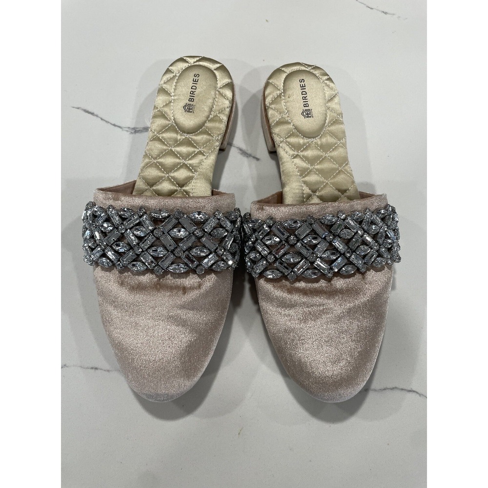 Birdies Songbird Snow Crystal Mule Women's 8 Champagne Velvetโ Bridal Slipper
